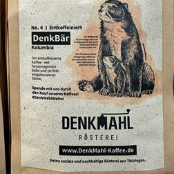 Kaffeeverpackung von DenkMahl, soziale Rösterei aus Thüringen mit Fokus auf Artenschutz.